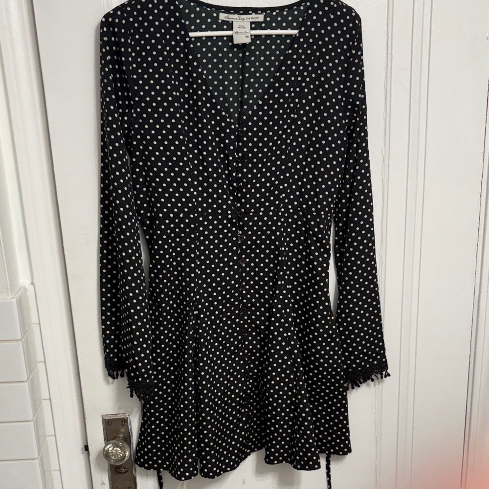 American Rag Black Dress with White Dots